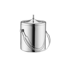 Cubitera de metal de doble pared con tapa para coctelería, vinoteca y accesorios para bar en casa.