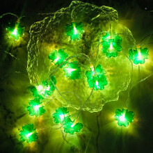 Guirlande lumineuse extérieure étanche à 20 LED vertes, 3 m, à piles, compatible avec la décoration de la Saint-Patrick