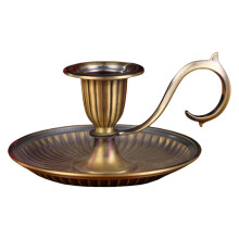 Bronse vintage lysestake med håndtak, europeisk kammerstangstativ, håndholdt bryllupsdekor, klassisk patinafinish