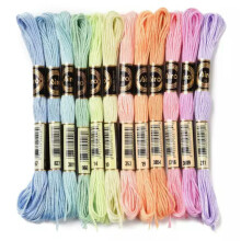 1 Set 0.5mm 6-Ply Polyester Embroidery Floss Cross Stitch Threads about 8m/Skein-12 Skeins Spring Color Series