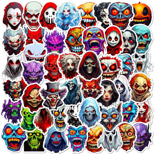 Scary Face Graffiti Stickers Horror Skull 50-Pack 1