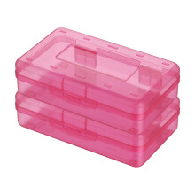 2pcs Clear Plastic Storage Boxes 8.1"x4.8"x2.3", Snap-Tight Lid, Stackable Organizer for School/Office