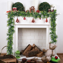 1.8m Artificial Pine Garland – Green Rattan & Cedar
