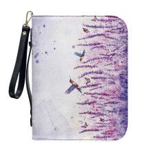 Lavender Hummingbird Butterfly PU Leather Bible Case for Women & Men – Sturdy Tote with Detachable Wristlet Strap, Compatible with 2XL Bibles