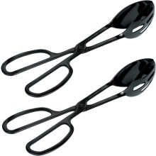 Set van 2 roestvrijstalen salade- en buffettangetjes voor serveren, koken en barbecueën – Geschikt voor keuken- en cateringgebruik (zwart)