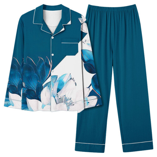 Women's Graphic Print Pajama Set Long Sleeve Top and Ankle