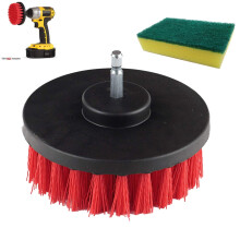 Kit de brosse de 10 cm pour perceuse, idéal pour les joints, le carrelage et les baignoires – Poils en nylon, éponge et adaptateurs pour tige,