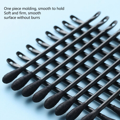 100 Pcs Double-Tipped Cotton Swabs Black 2