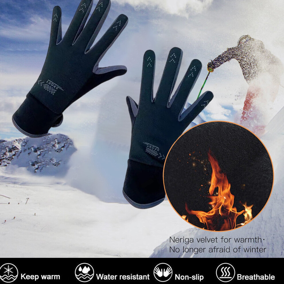 Winter Fleece Lined Thermal Gloves, Warm Touchscreen Outdoor Sports Gloves For Cycling, Driving, Skiing, Cold Weather Protection, Unisex Thick Gloves 9165521866984