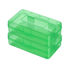2pcs Clear Plastic Storage Boxes 8.1"x4.8"x2.3", Snap-Tight Lid, Stackable, Green – Compatible with School & Office Organization