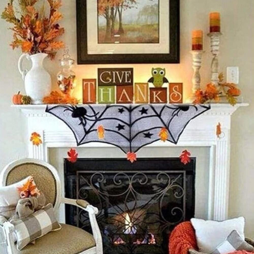 1 τεμάχιο τραπεζομάντιλο Halloween μαύρη δαντέλα αράχνης για διακοσμήσεις πάρτι Halloween 1