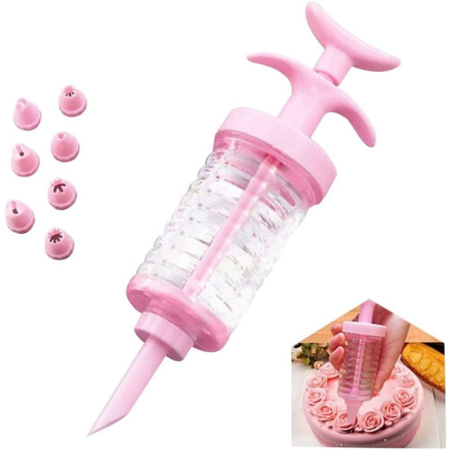 Cookie Press, Classic Biscuit Maker, Cake Making Cake Decorating Set with 8 Icing Tips Nozzles for DIY Cake Cookie Maker Decorating Tool Pink
