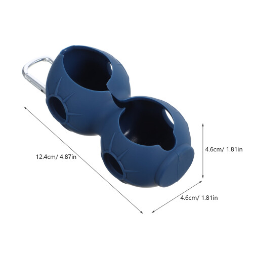 Blue Silicone Golf Ball Holder with Dual Storage 2 pcs 1