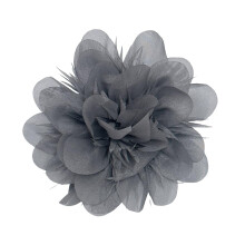 Biorán Bráisléid Peony/Camellia Fabraice Síodúil 14cm do Mhná & Cailíní – Gearrthóg Gruaige Bláthanna Liath, Gabhálas Bainise/Saoire (Ag