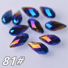 12x6mm16x8mm20x10mm25x12mm Cuentas sueltas de cristal facetado en forma de lágrima para colgantes-81# Metal Azul-16x8mm (20 piezas)