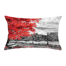 30X50Cm Rectangular Pillowcase With High Quality Soft Fabric, Eiffel Tower & Street Lamp Foliage Print, Home Decor For Sofa/Bed Decoration