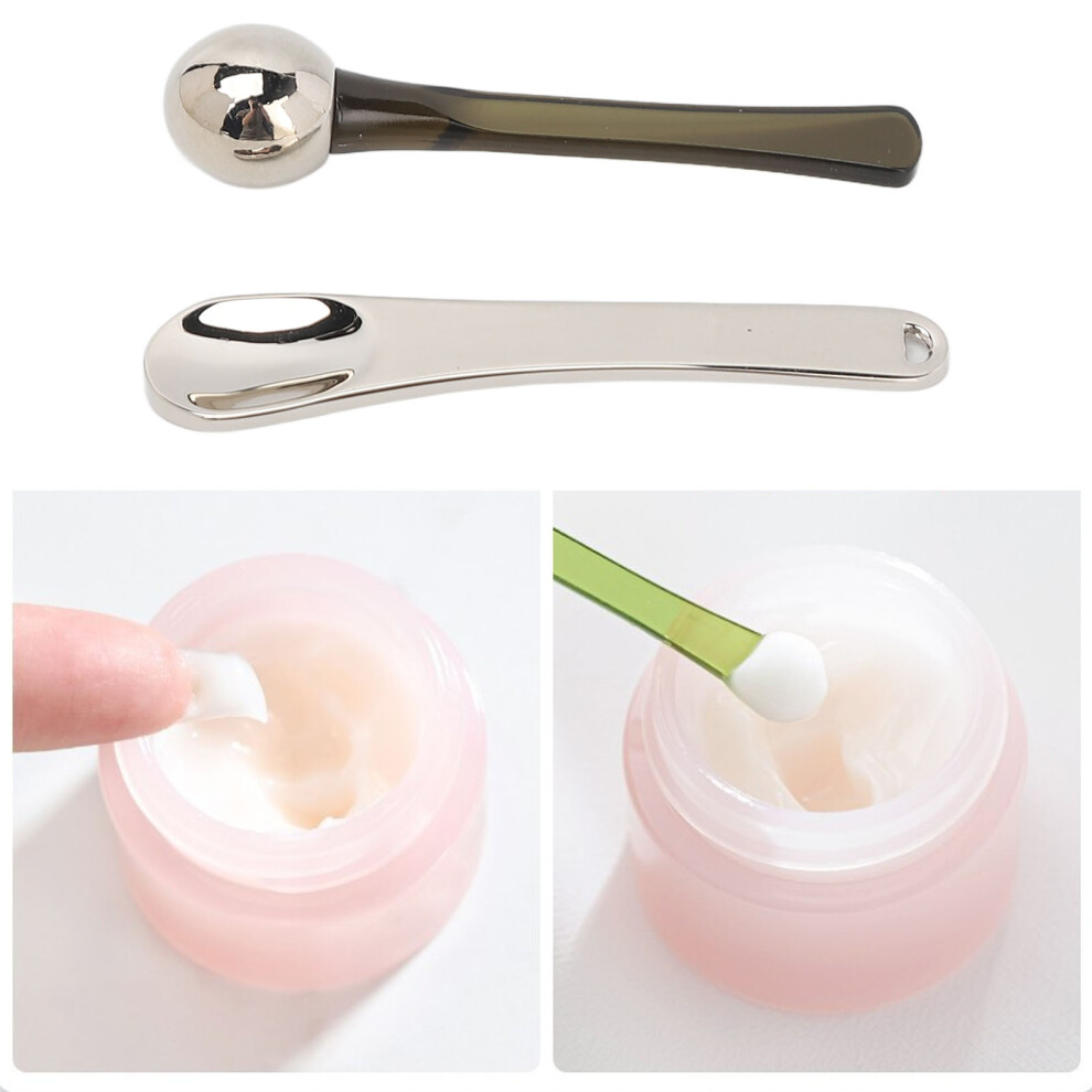 Cream Zinc Alloy Eye Roller Stick Massager & Scoop Facial Tool