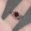 Red Crystal Glass Heart Ring Adjustable Gothic Spider Design 4