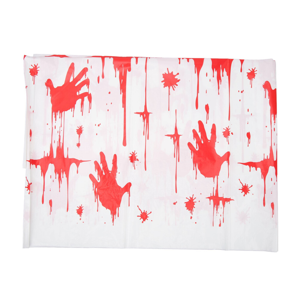 Bloody Handprint Plastic Tablecover for Halloween Horror Party, 137 x 274 cm