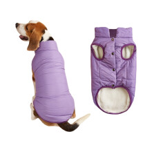 Zimná vesta pre psa s flísovým chrbtom a zipsom, zapínanie na gombíky, teplá bunda pre malé a stredné psy, 1 kus (zlatý retriever, bišón