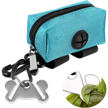 Dog Poop Bag Holder for Leash – Portable Dispenser & 1-Hand-Free Metal Carrier, Green, compatible with standard leashes
