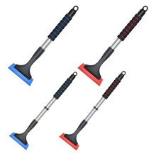 14.45*4.65" Adjustable Snow Brush with Ice Scraper, 10 Gear Length Aluminum Handle for Car Truck SUV Blue