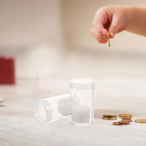 Plastic Coin Tubes Clear Anti-Oxidation Easy Open 2 Pcs 1