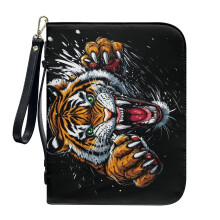 3D Tiger PU Leather Bible Cover for Women & Men – Lightweight, Detachable Wristlet Strap, Large Christian Tote Bag, 2XL, Compatible with Standard