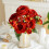 Bouquet di rose artificiali in seta, 5 teste, per casa e ufficio. 6