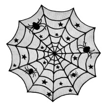 1 nappe d'Halloween en dentelle noire avec toile d'araignée pour décoration de table de fête d'Halloween