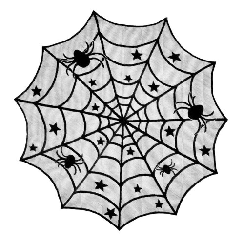 1 τεμάχιο τραπεζομάντιλο Halloween μαύρη δαντέλα αράχνης για διακοσμήσεις πάρτι Halloween