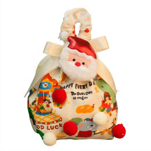 1 sac cadeau de Noël, sac en tissu réutilisable pour emballer cadeaux, bonbons et fruits, sac à surprises de Noël et de fête