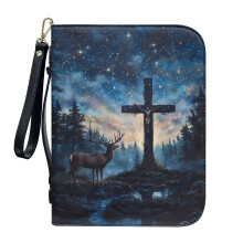PU Leather Bible Cover Elk Forest Star Sky Print XL with