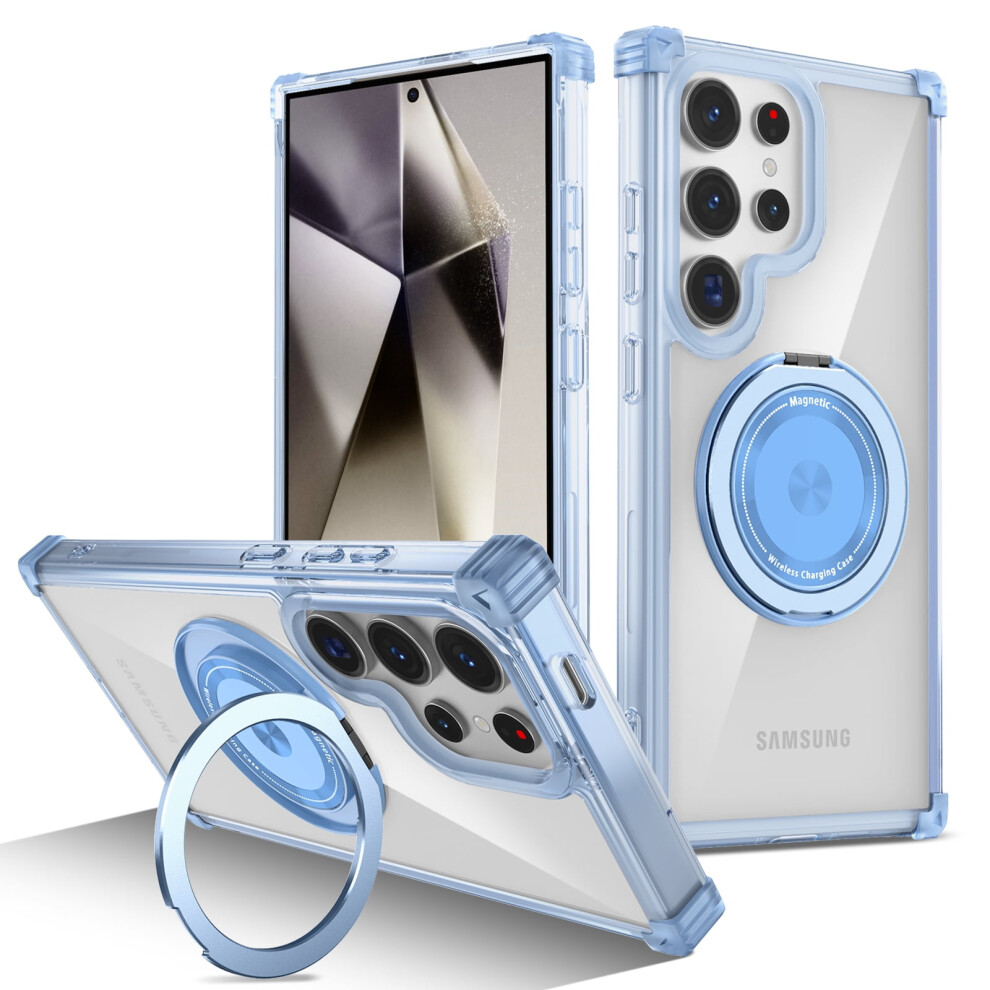 Magnetic Ring Case For Samsung Galaxy S22 UltraâBuilt-In Stand, 360 Rotating Ring, Magsafe Compatible, Crystal Clear Military-Grade Protection, 9377112613727