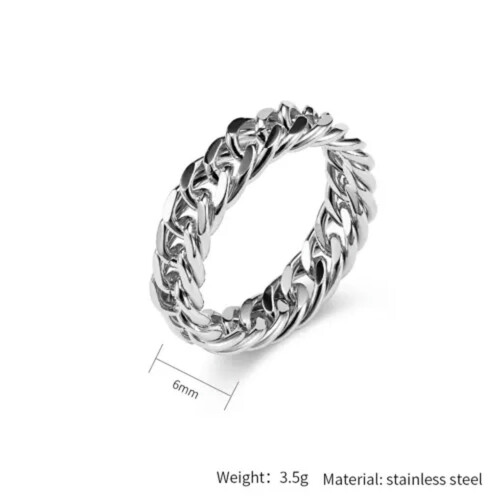Άνδρες Γυναικεία Miami Cuban Link Δαχτυλίδι Spinner Απλό από Ανοξείδωτο Ατσάλι Punk Gfit-Style 1
