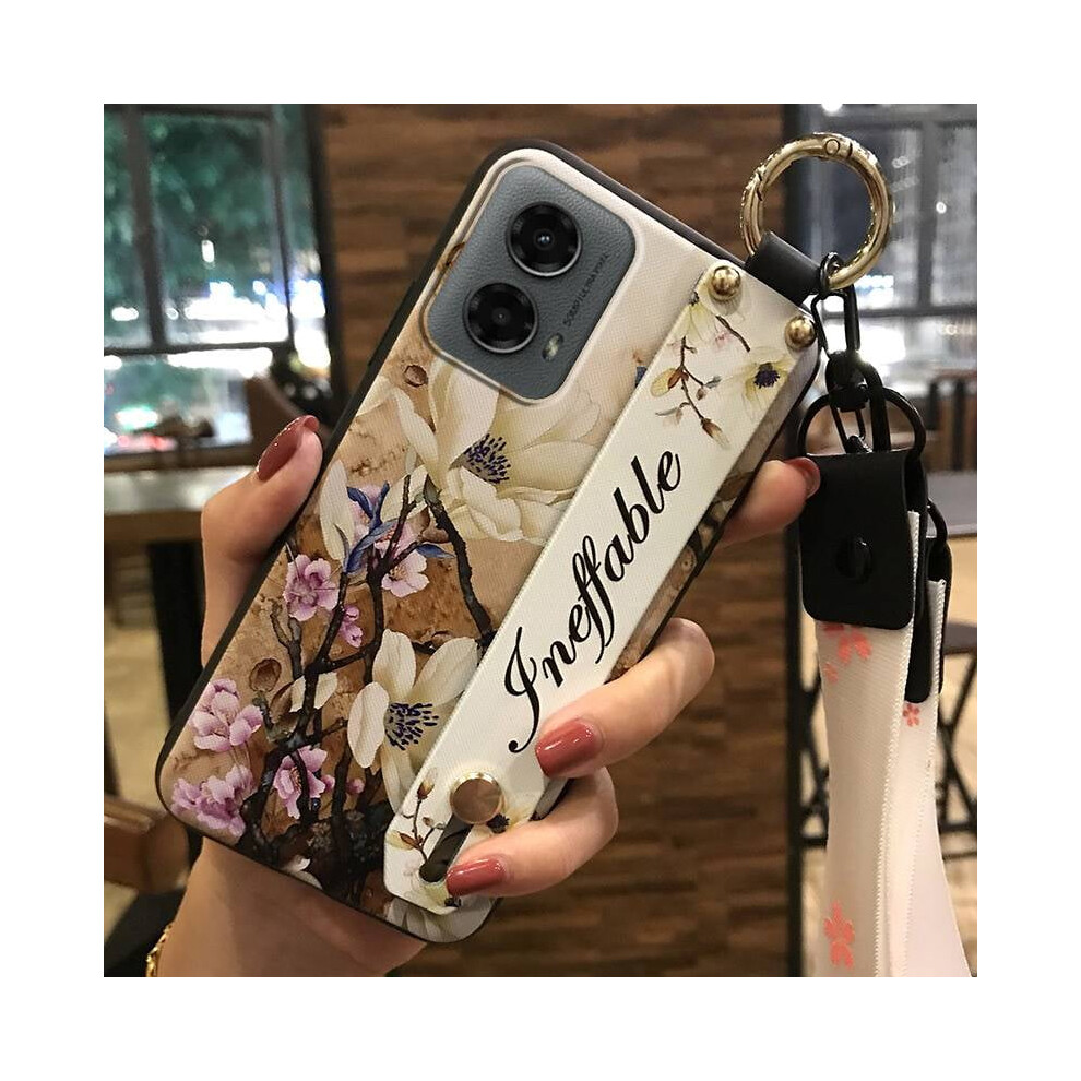 Moto G 5G 2024 Phone Case Â Shockproof, Waterproof, Anti-Knock Silicone Case With Kickstand, Wrist Strap & Flower Lanyard 9065194422954