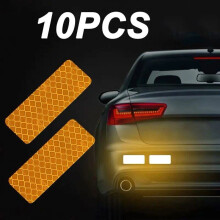 10pcs Car Rear Bumper Door Trunk Reflective Warning Strip Reflector Stickers