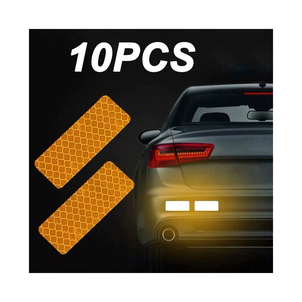 10Pcs Car Rear Bumper Door Trunk Reflective Warning Strip Reflector Stickers 9180435392442