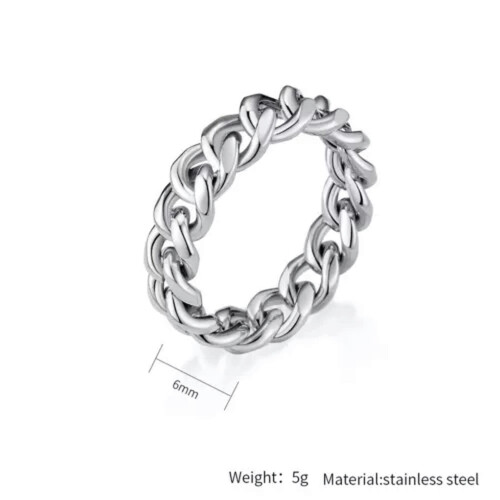 Άνδρες Γυναικεία Miami Cuban Link Δαχτυλίδι Spinner Απλό από Ανοξείδωτο Ατσάλι Punk Gfit-Style 1