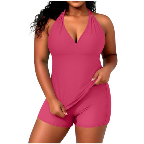 Plus size dame badedragttop med halterneck og aftagelig polstring 1