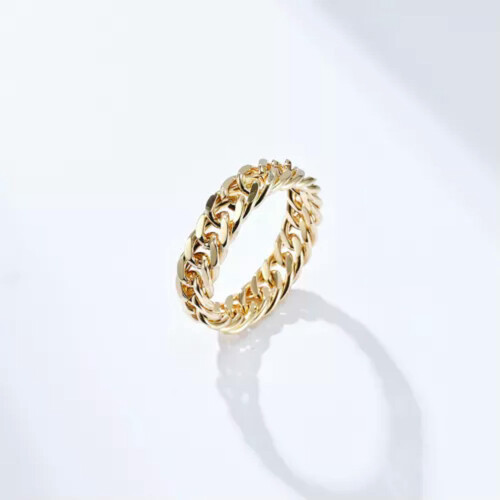 Άνδρες Γυναικεία Miami Cuban Link Δαχτυλίδι Spinner Απλό από Ανοξείδωτο Ατσάλι Punk Gfit-Style 2