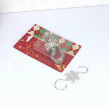 Snowflake S-shaped Hooks, Stainless Steel Christmas Tree Hangers with Crystal Beaded Swirls for Small Ornaments, Silver