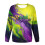 Women's Carnival Print Ribbed Knit Pullover Top Long Sleeve 7