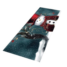 Christmas Area Rug with Santa, Snowmen & Reindeer – Red Soft Indoor Floor Mat, 40x120cm, Compatible with Home, Living Room, Bedroom
