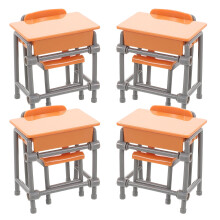 4 Sets Miniature Desk and Chair Dollhouse Classroom Accessories Miniature School Room Decor Realistic Mini School Furniture Set