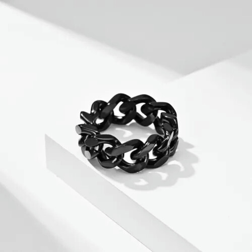 Άνδρες Γυναικεία Miami Cuban Link Δαχτυλίδι Spinner Απλό από Ανοξείδωτο Ατσάλι Punk Gfit-Style 2