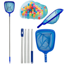 Pool Leaf Skimmer Net with 4-Section Telescopic Aluminum Pole, Nylon Fine Mesh, 155cm – Compatible with Standard Poles