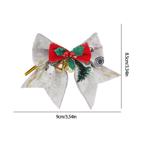 Laços de linho de 3,5 polegadas para árvore de Natal com sinos. 1