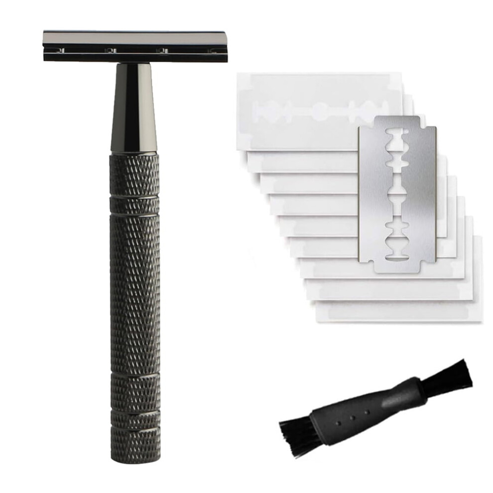 Double Edge Safety Razor for Women, with 10 pcs Safety Razor Blades Single Blade Razor Reusable Travel Essentials Women Razor