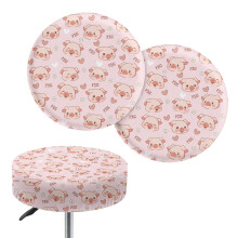 Housses de tabouret de bar rondes à motif cochon, lavables et rembourrées (lot de 2)